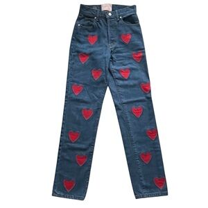 Revice Denim Hearts Embroidered Jeans Sz 24 Like New Made in LA Valentines Day